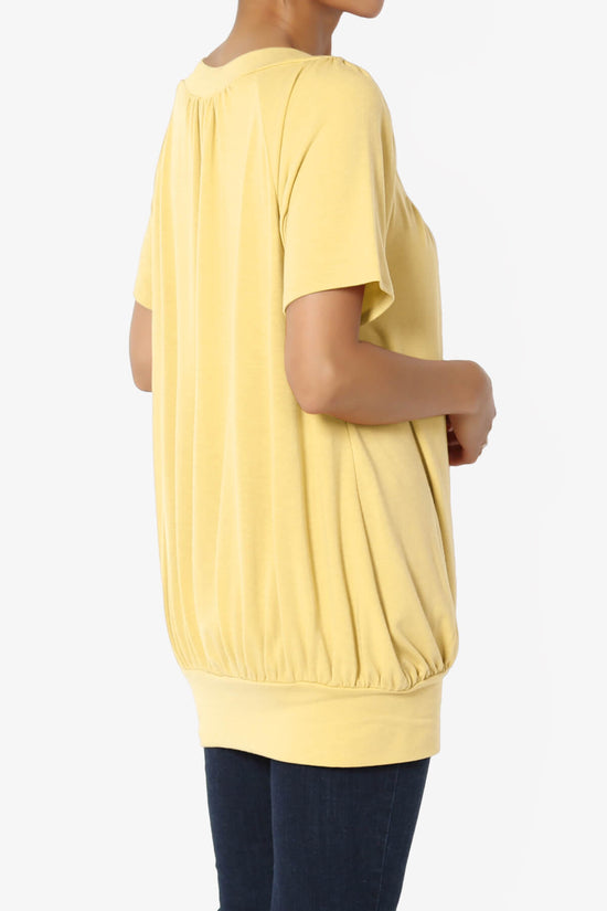 Rezume Shirred V-Neck Blouson Top DUSTY BANANA_4