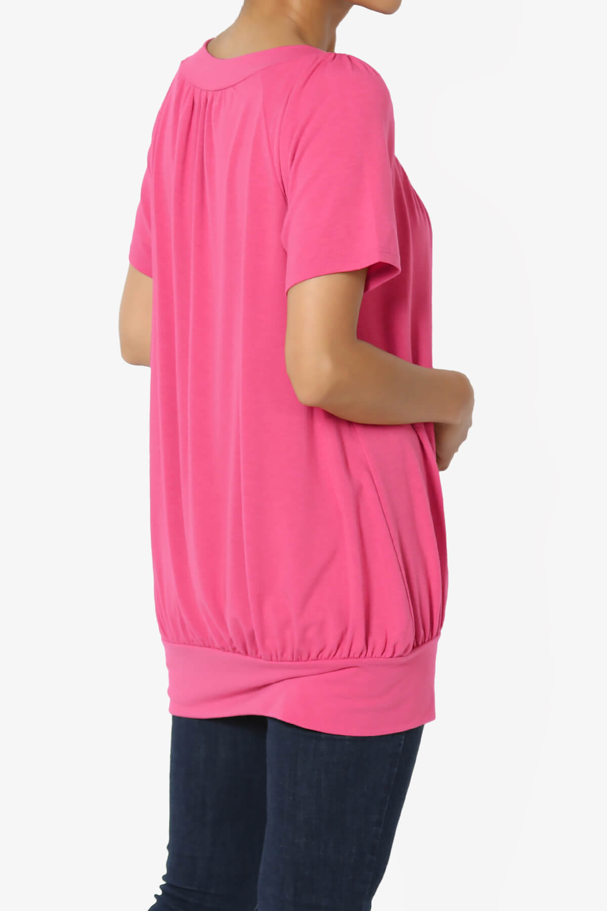 Rezume Shirred V-Neck Blouson Top FUCHSIA_4