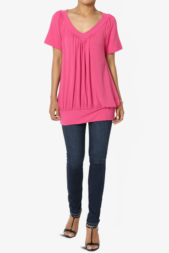 Rezume Shirred V-Neck Blouson Top FUCHSIA_6