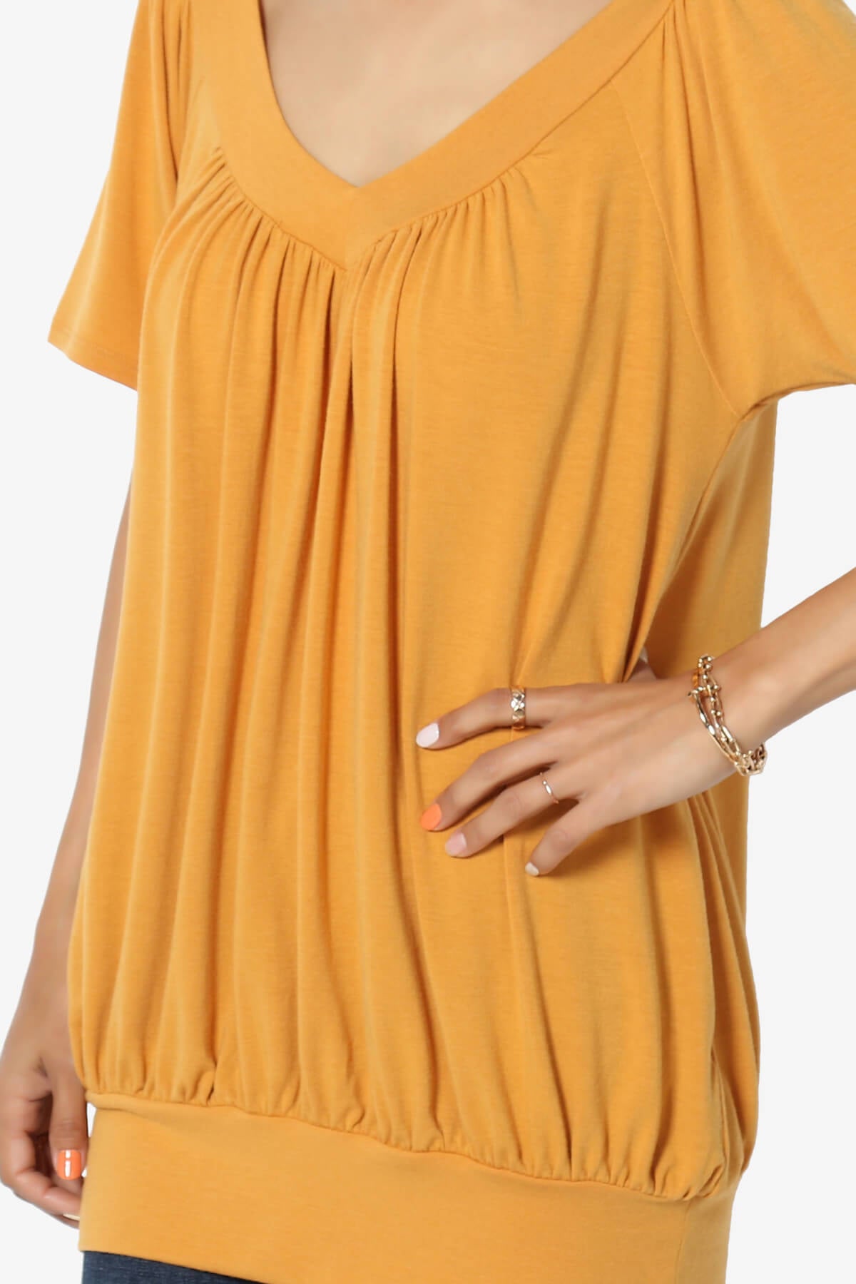 Rezume Shirred V-Neck Blouson Top GOLDEN MUSTARD_5