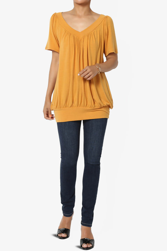 Rezume Shirred V-Neck Blouson Top GOLDEN MUSTARD_6