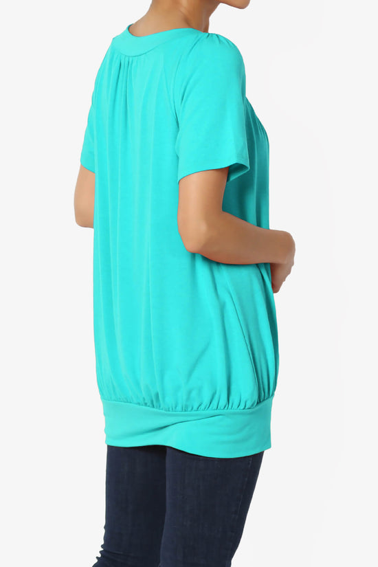 Rezume Shirred V-Neck Blouson Top ICE BLUE_4