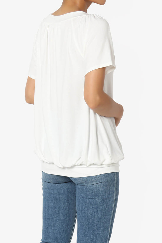 Rezume Shirred V-Neck Blouson Top IVORY_4