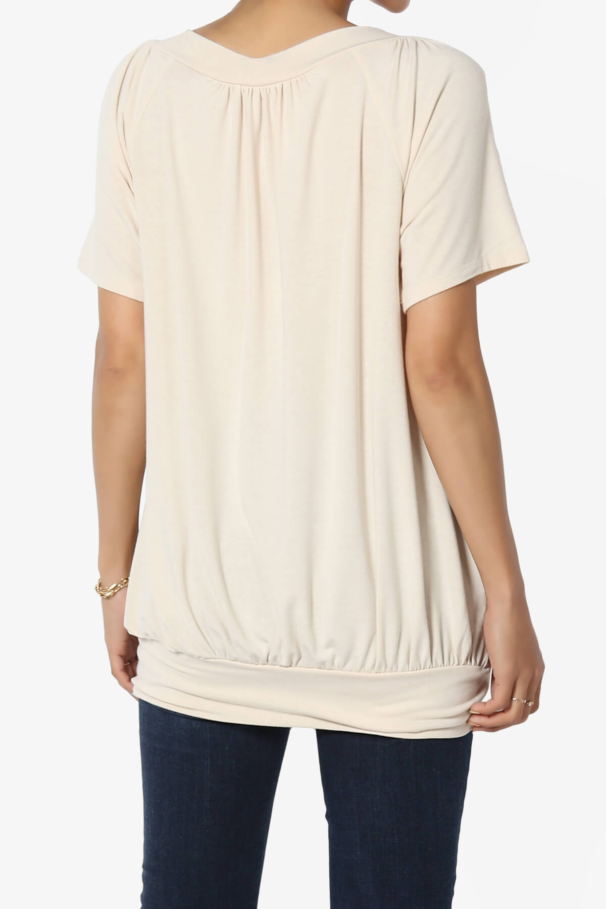 Rezume Shirred V-Neck Blouson Top TAUPE_2