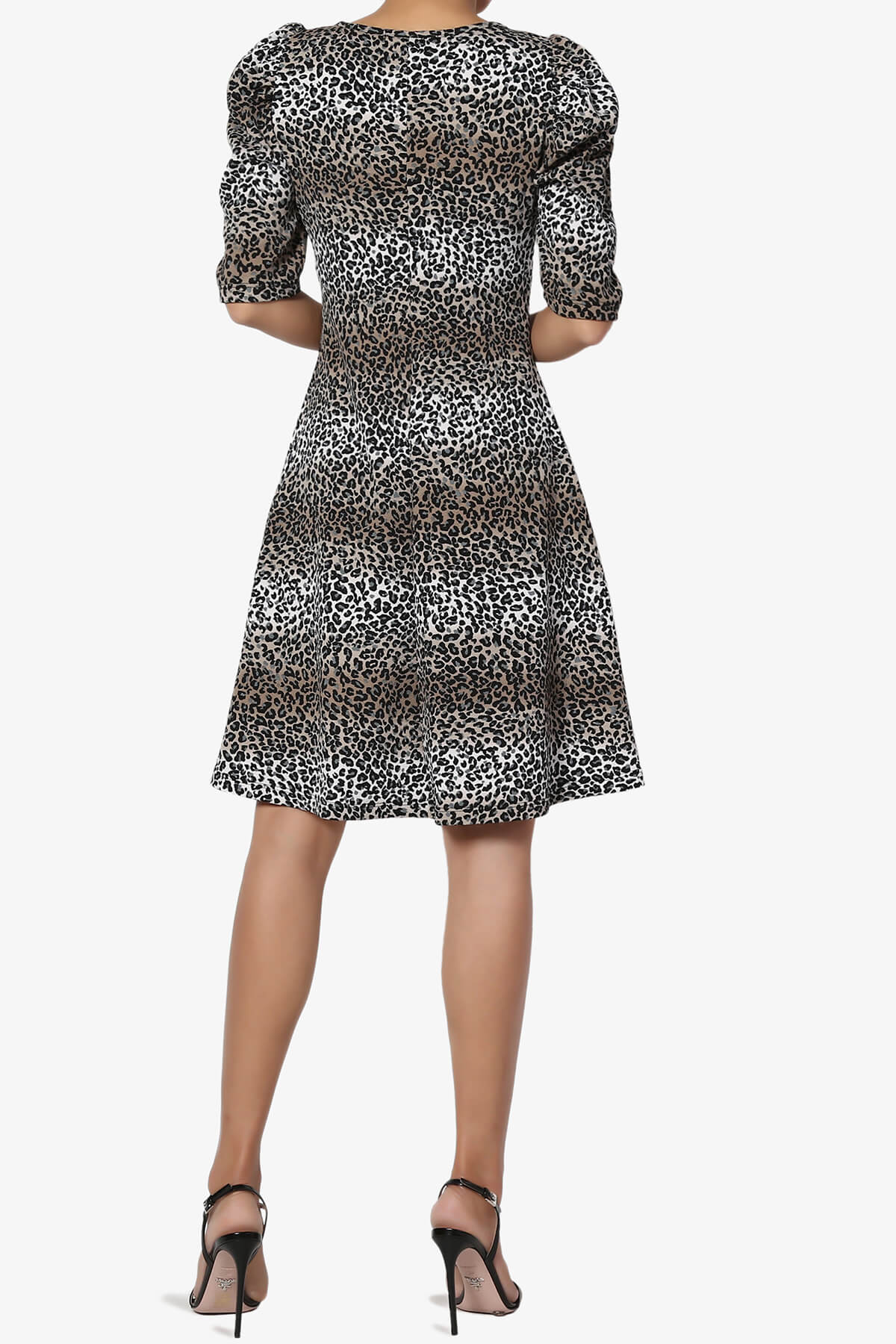 Johnny Puff Sleeve Animal Print Dress BLACK_2