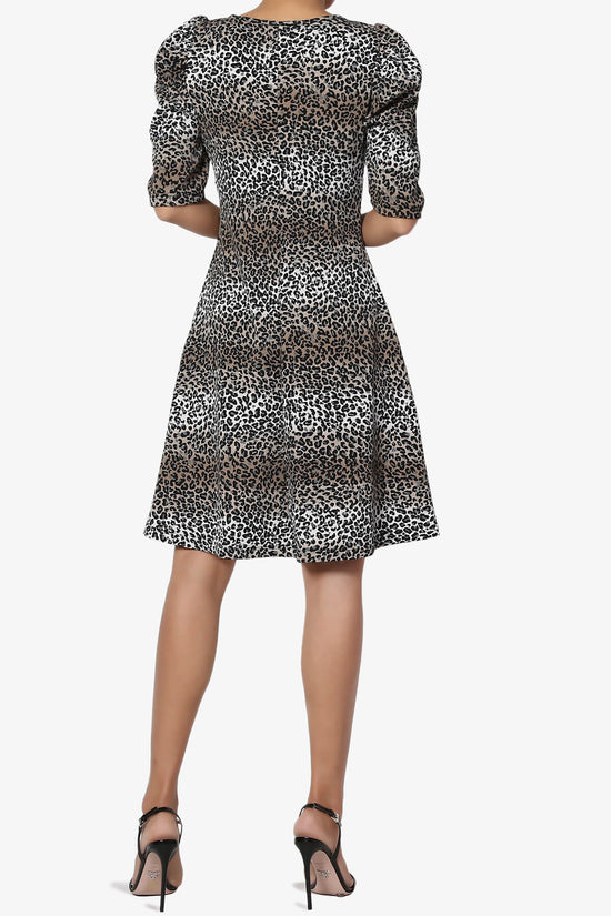 Johnny Puff Sleeve Animal Print Dress BLACK_2
