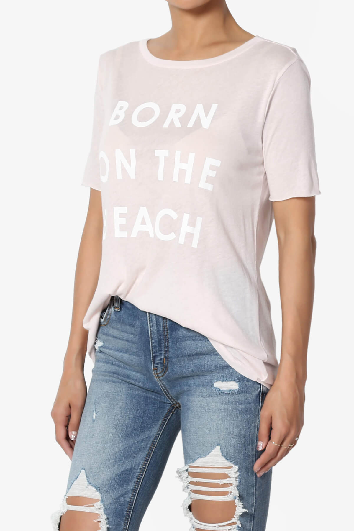 Born On The Beach Short Sleeve Tee LIGHT PINK_3