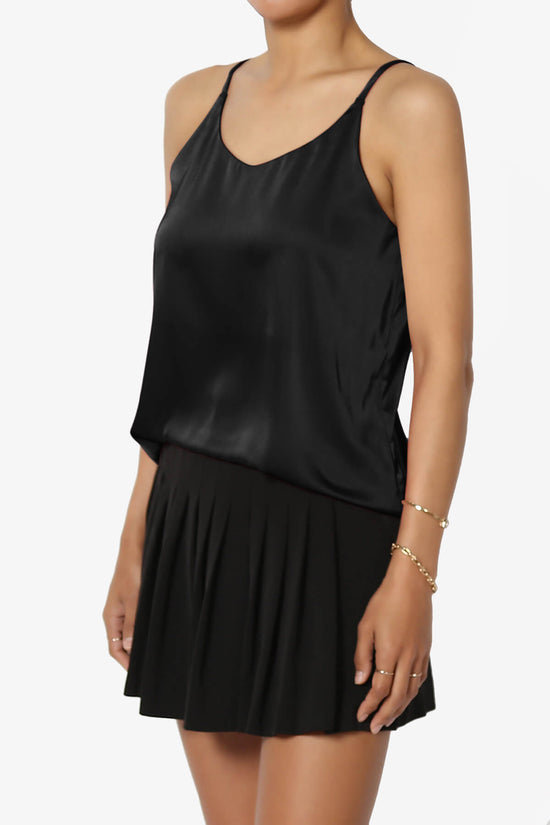 Rozlyn Silky Satin Camisole Top BLACK_3