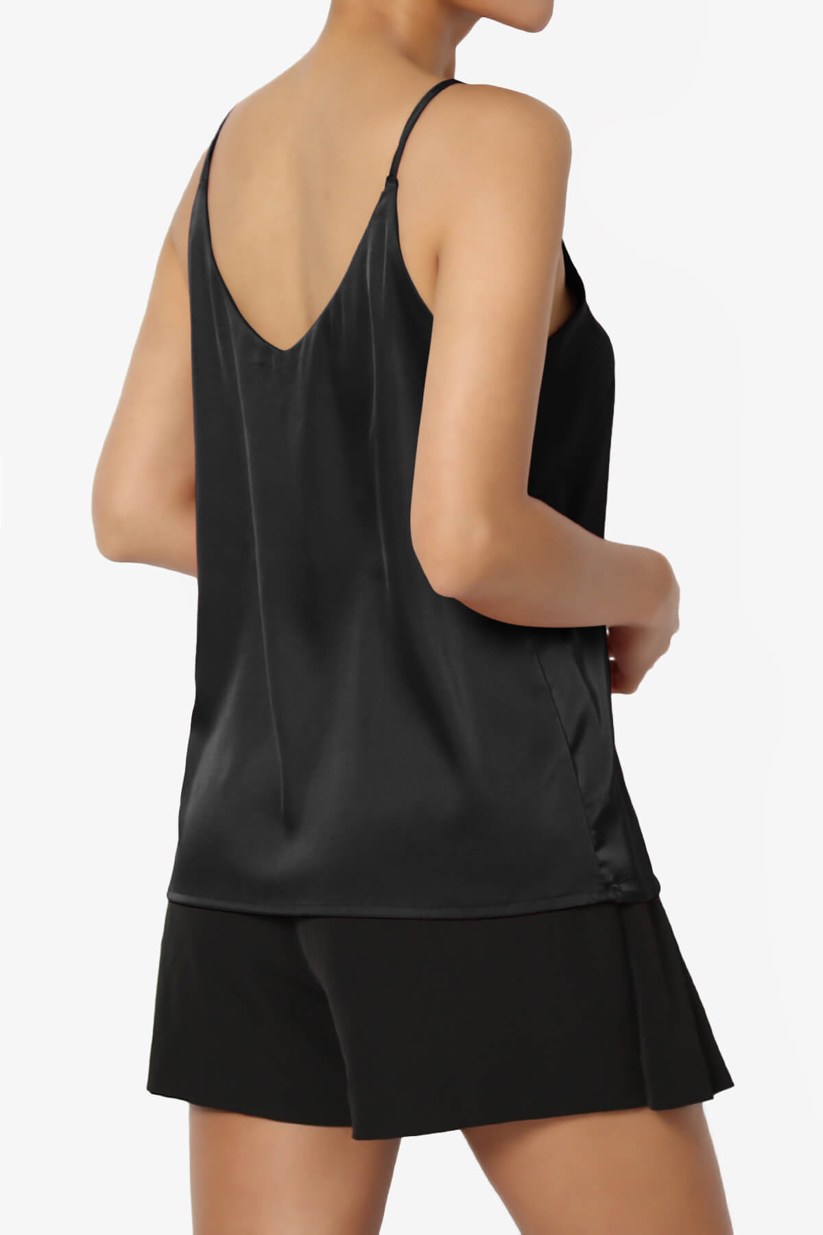 Rozlyn Silky Satin Camisole Top BLACK_4