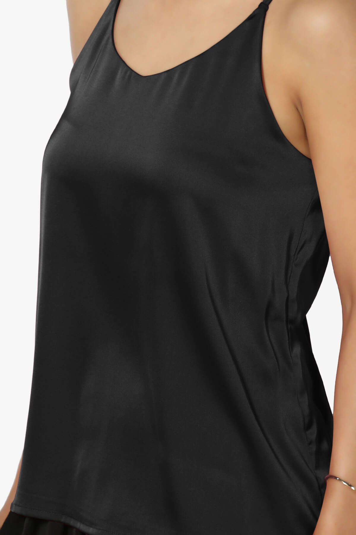 Rozlyn Silky Satin Camisole Top BLACK_5