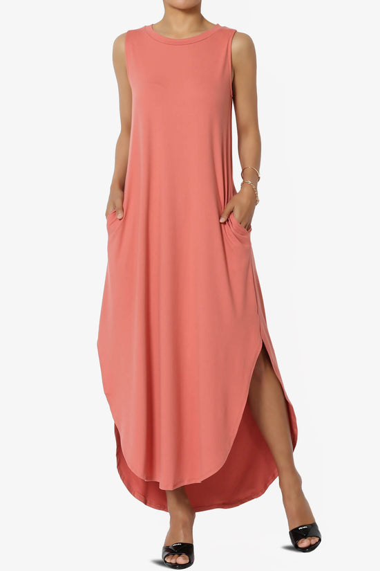 Rozlyn Sleeveless Slit Maxi Dress ASH ROSE_1
