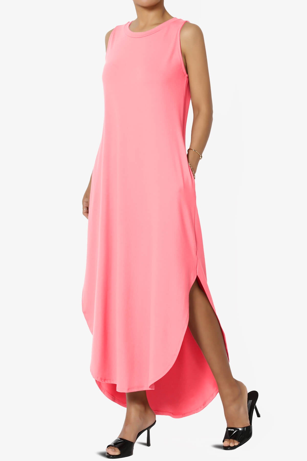 Rozlyn Sleeveless Slit Maxi Dress BRIGHT PINK_3