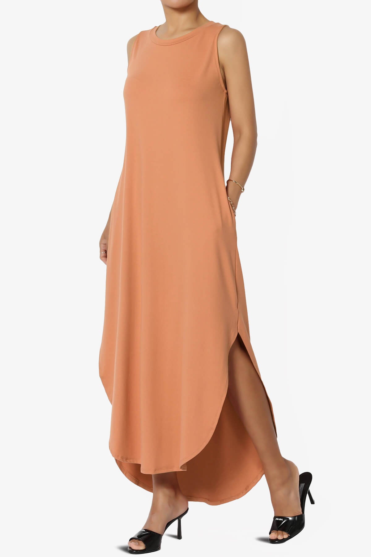 Rozlyn Sleeveless Slit Maxi Dress BUTTER ORANGE_3