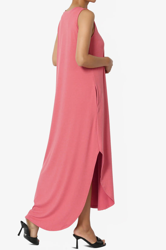 Rozlyn Sleeveless Slit Maxi Dress DESERT ROSE_4