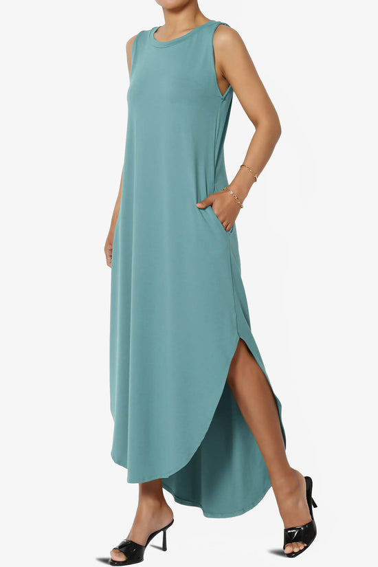 Rozlyn Sleeveless Slit Maxi Dress DUSTY BLUE_3