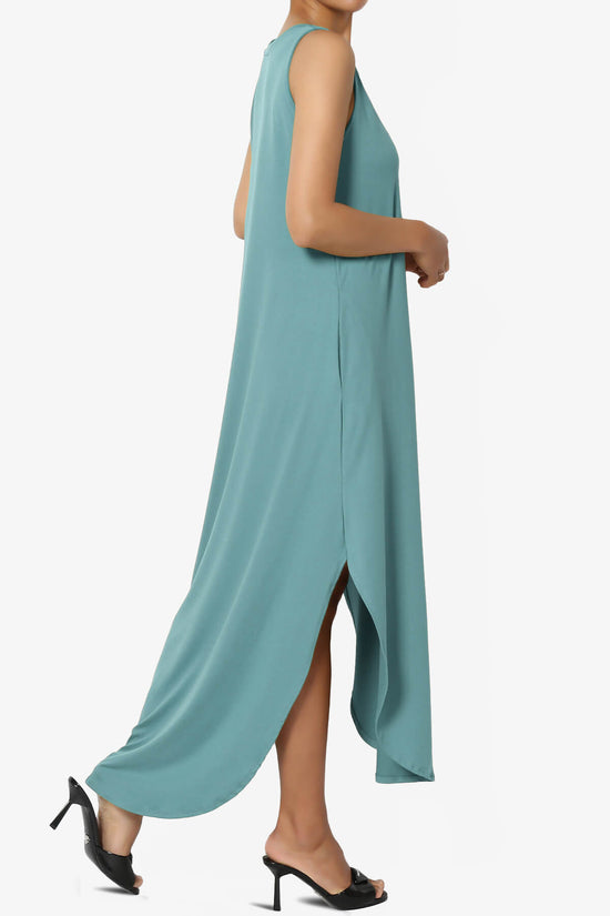 Rozlyn Sleeveless Slit Maxi Dress DUSTY BLUE_4