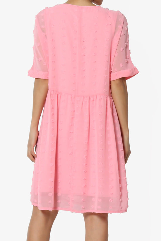 Sandra Swiss Dot Short Sleeve Babydoll Dress DARK PINK_2