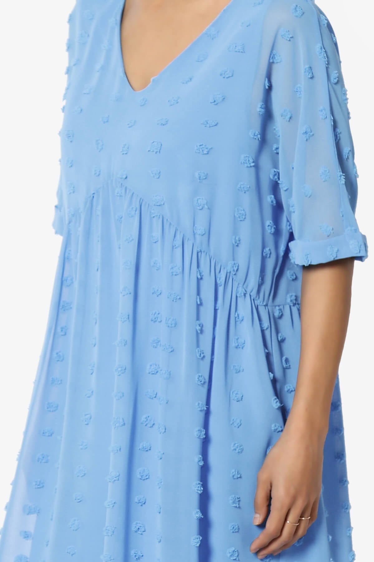 Sandra Swiss Dot Short Sleeve Babydoll Dress LIGHT BLUE_5