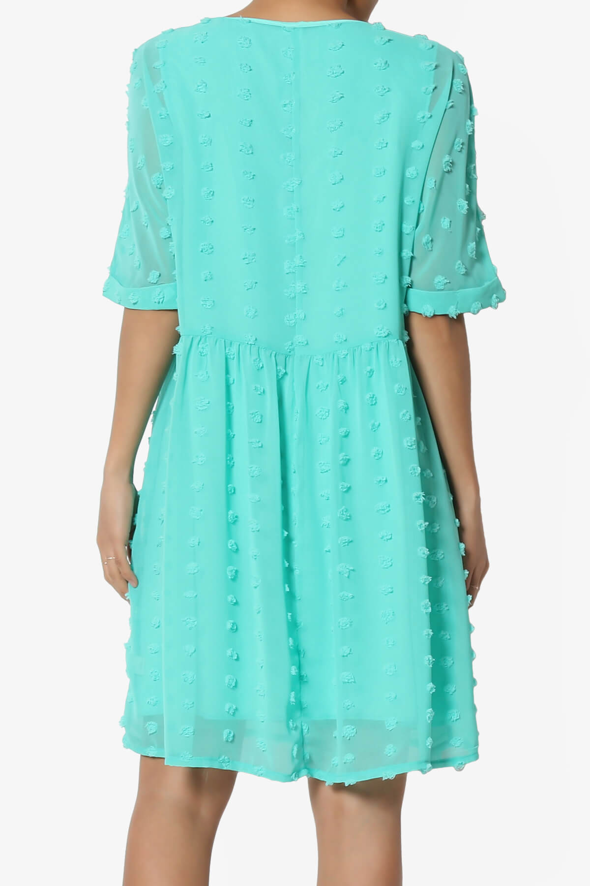 Sandra Swiss Dot Short Sleeve Babydoll Dress MINT_2