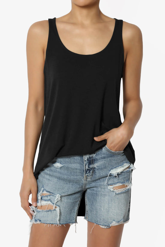 Santo Scoop Neck Loose Fit Tank Top BLACK_1