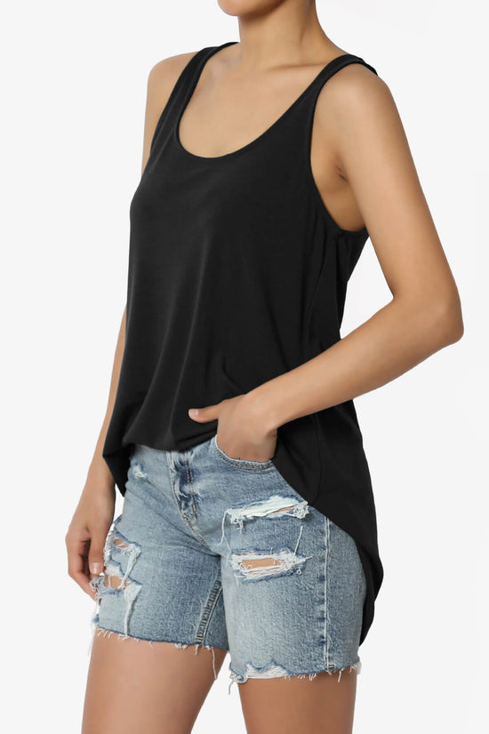 Santo Scoop Neck Loose Fit Tank Top BLACK_3