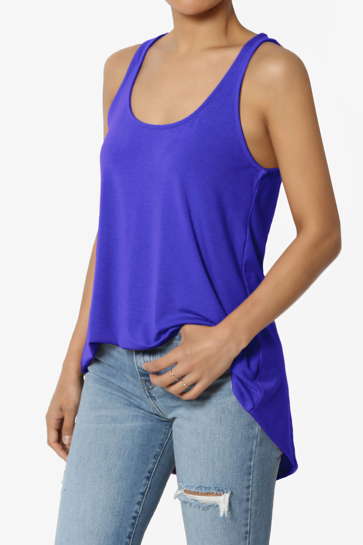 Santo Scoop Neck Loose Fit Tank Top BRIGHT BLUE_3