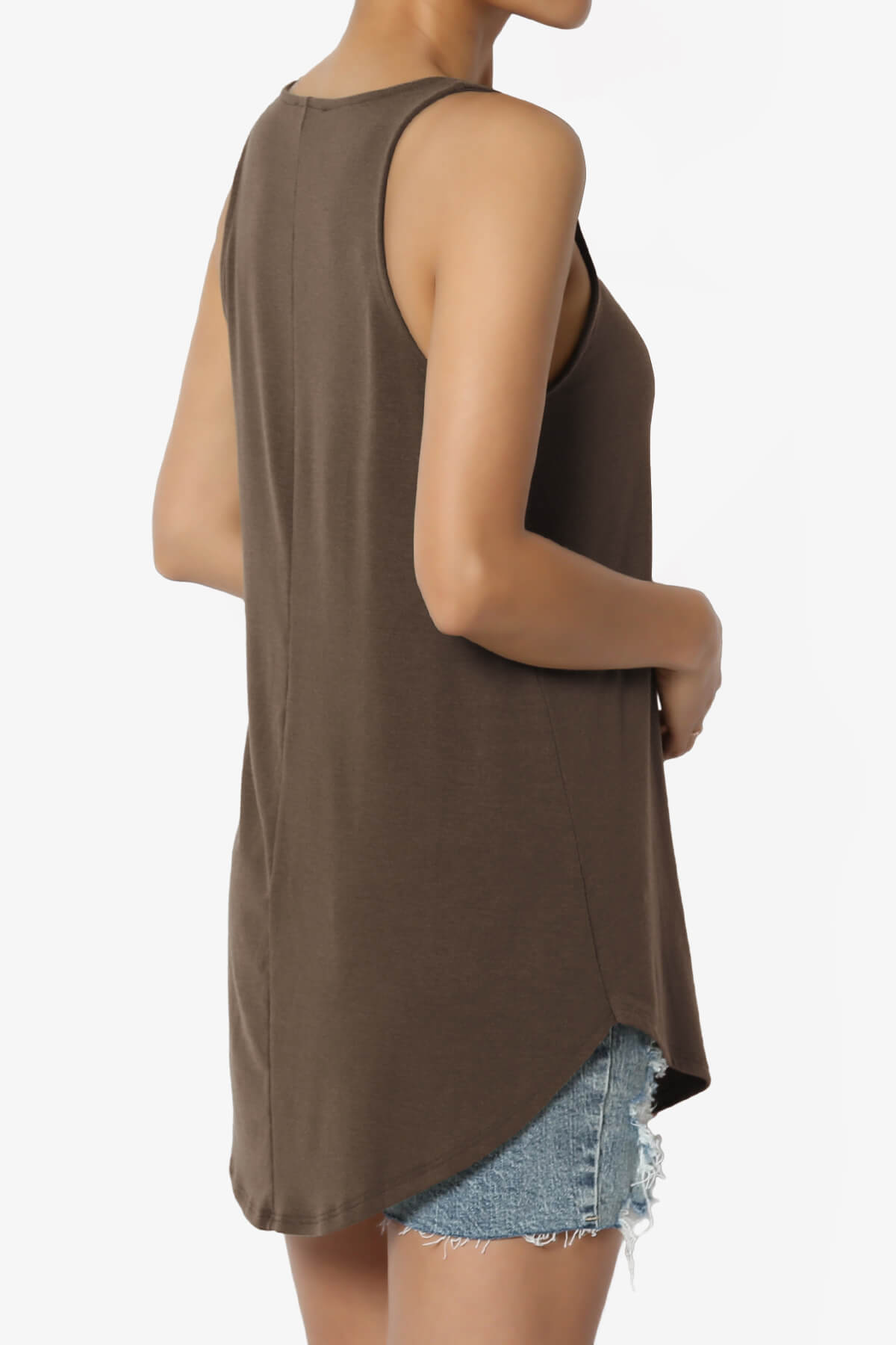 Santo Scoop Neck Loose Fit Tank Top BROWN_4