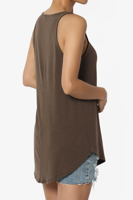 Santo Scoop Neck Loose Fit Tank Top BROWN_4