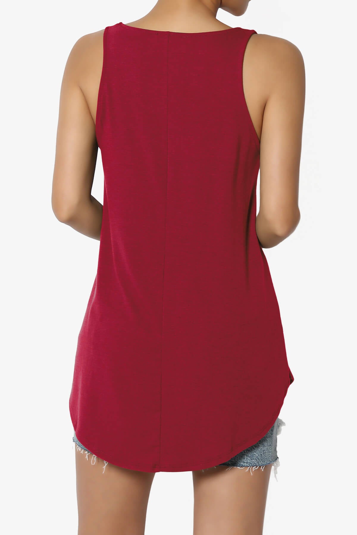 Santo Scoop Neck Loose Fit Tank Top BURGUNDY_2