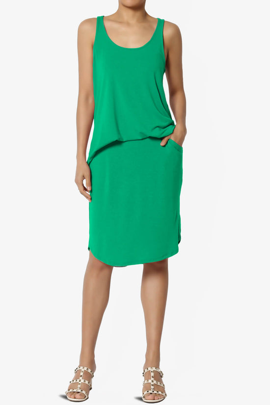 Santo Scoop Neck Loose Fit Tank Top KELLY GREEN_6