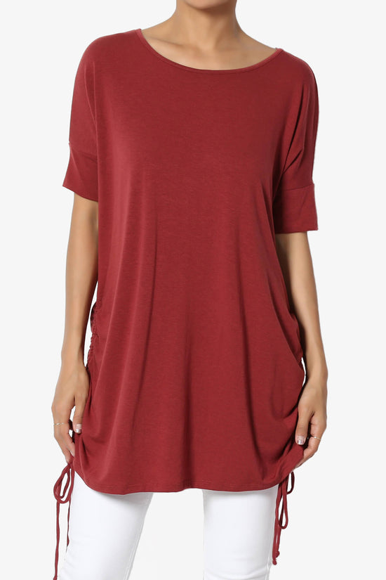 Selenna Jersey Ruched Top BRICK_1