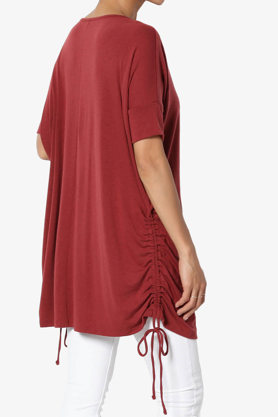 Selenna Jersey Ruched Top BRICK_4