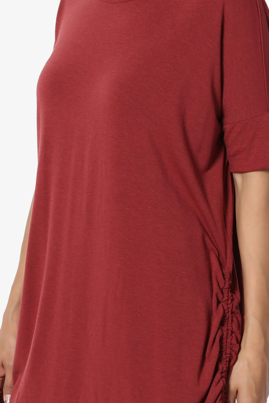 Selenna Jersey Ruched Top BRICK_5