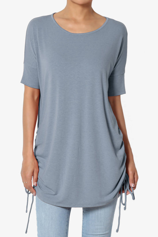 Selenna Jersey Ruched Top CEMENT_1