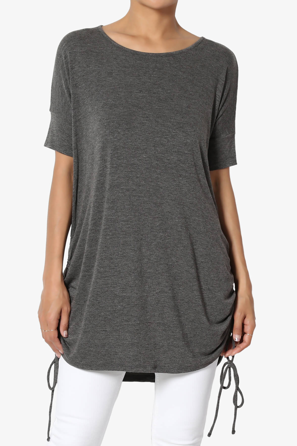 Selenna Jersey Ruched Top CHARCOAL_1