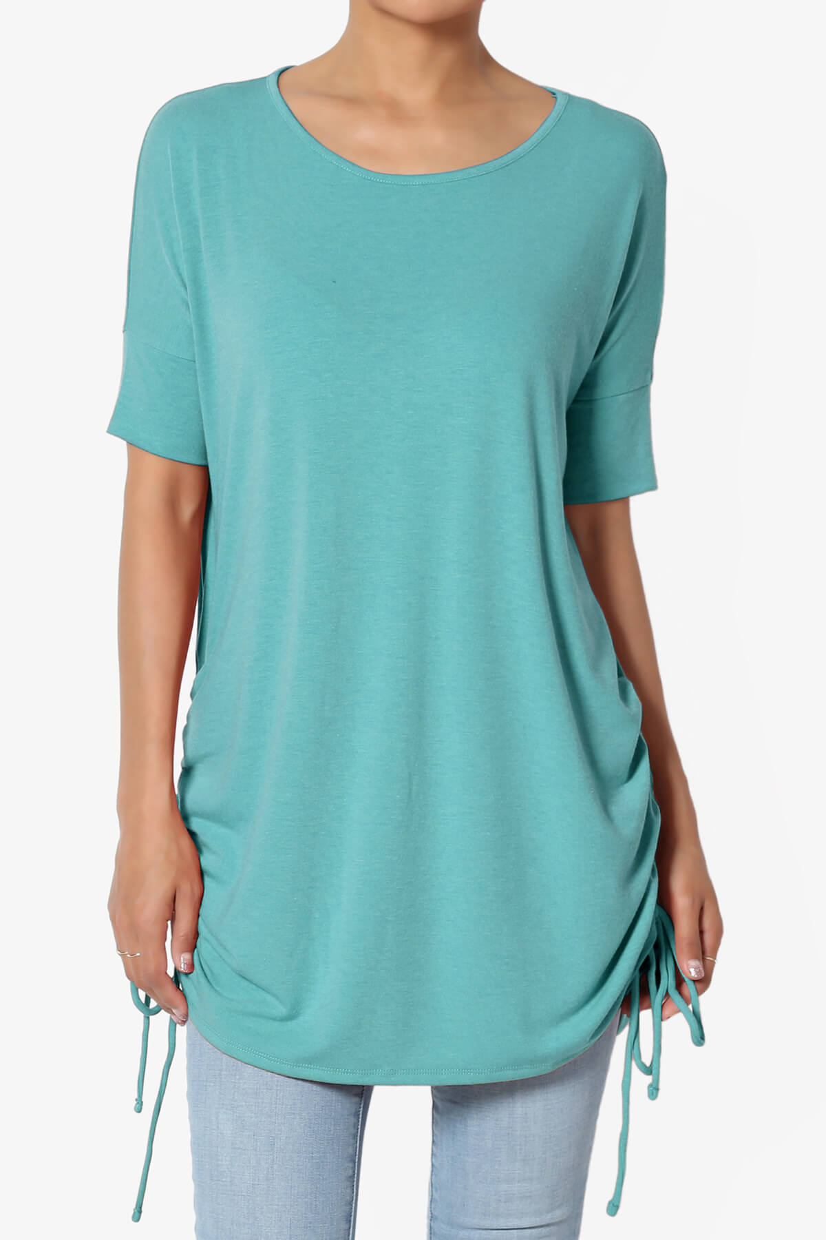 Selenna Jersey Ruched Top DUSTY TEAL_1