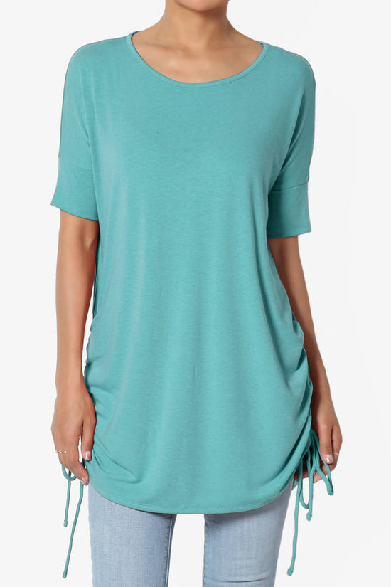 Selenna Jersey Ruched Top DUSTY TEAL_1