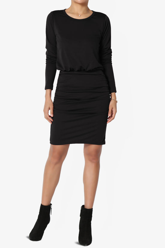 Prowl Ruched Long Sleeve T-Shirt Dress PLUS