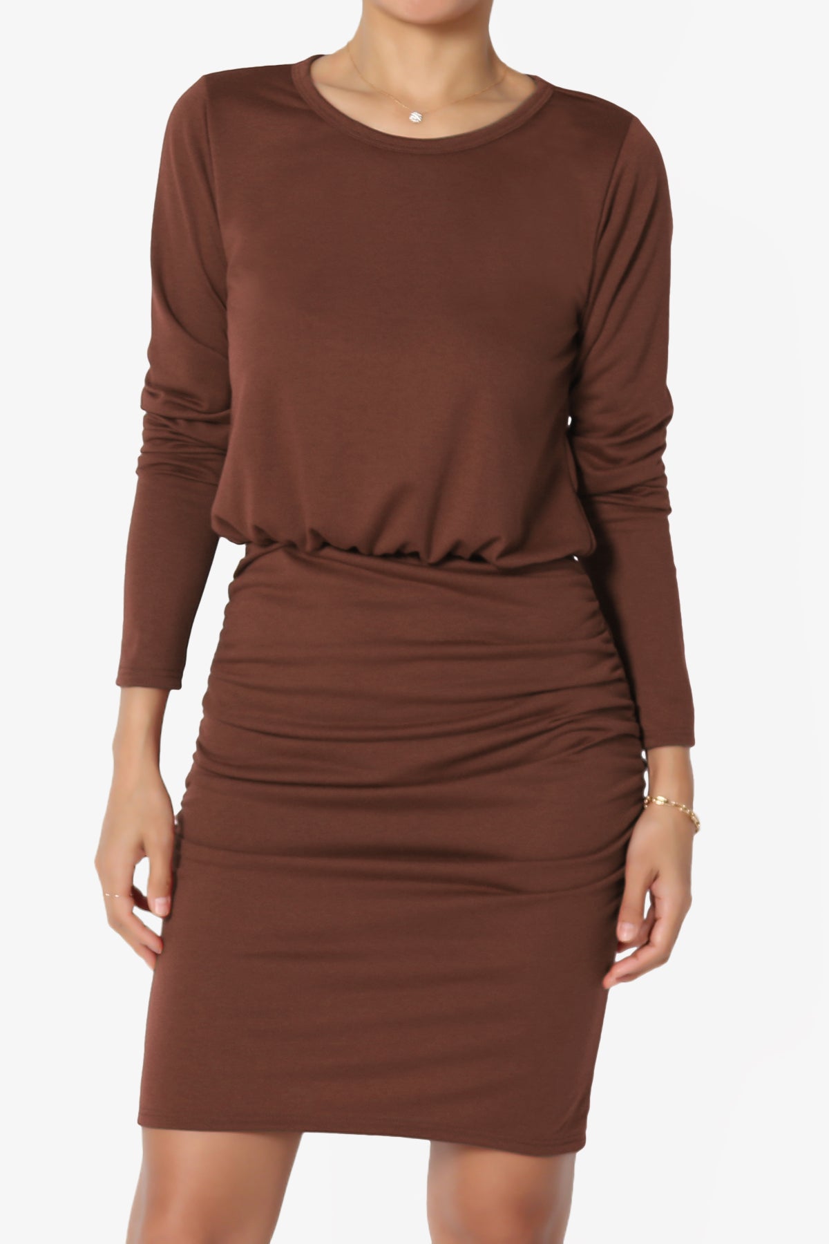 Prowl Ruched Long Sleeve T-Shirt Dress PLUS