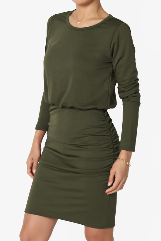 Prowl Ruched Long Sleeve T-Shirt Dress PLUS