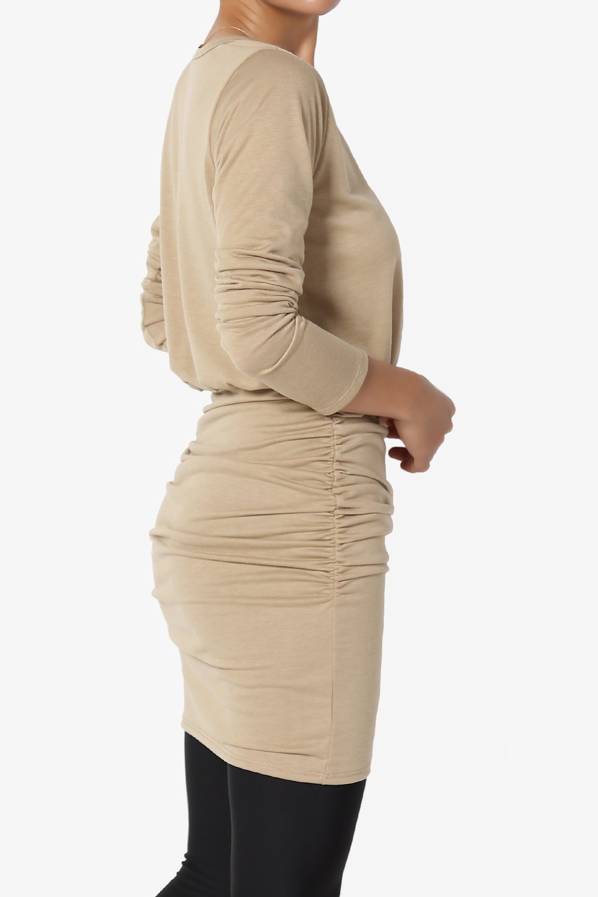 Prowl Ruched Long Sleeve T-Shirt Dress