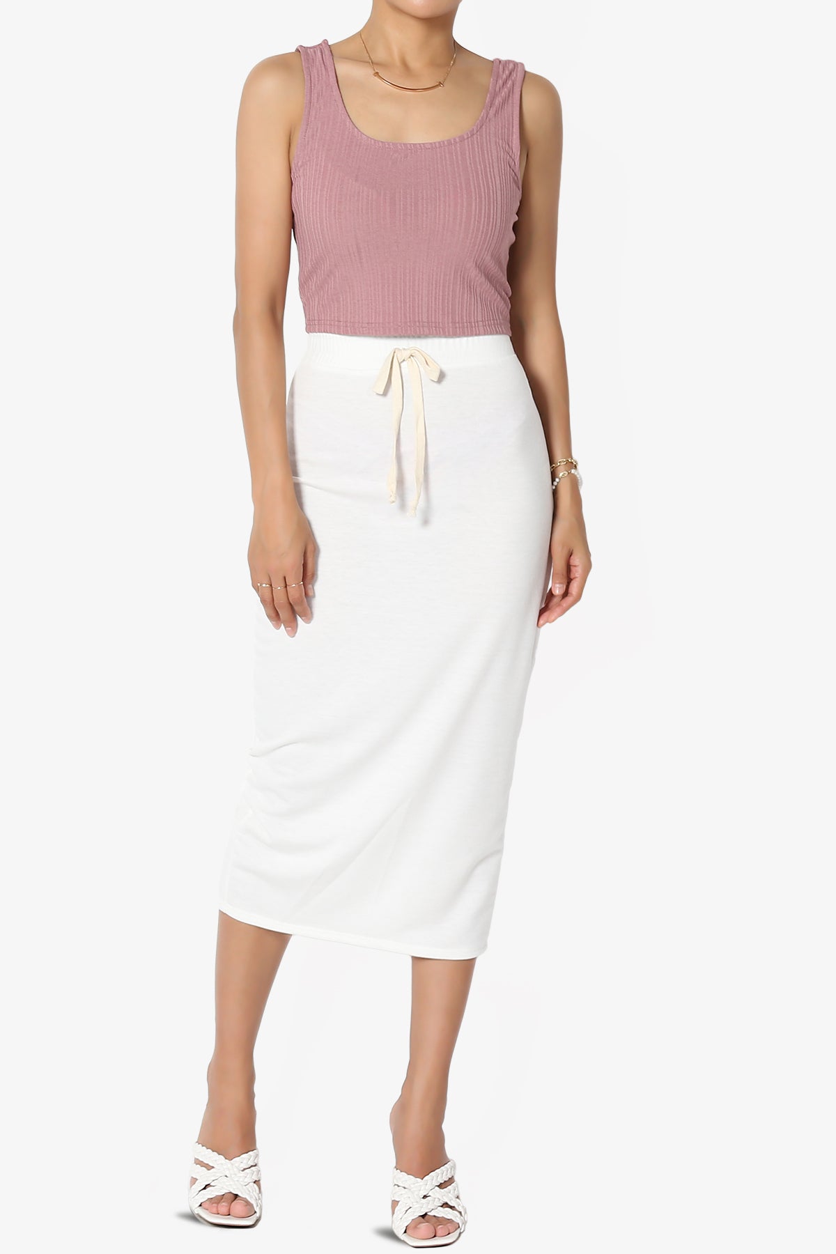 Lotto Square Neck Rib Crop Tank Top