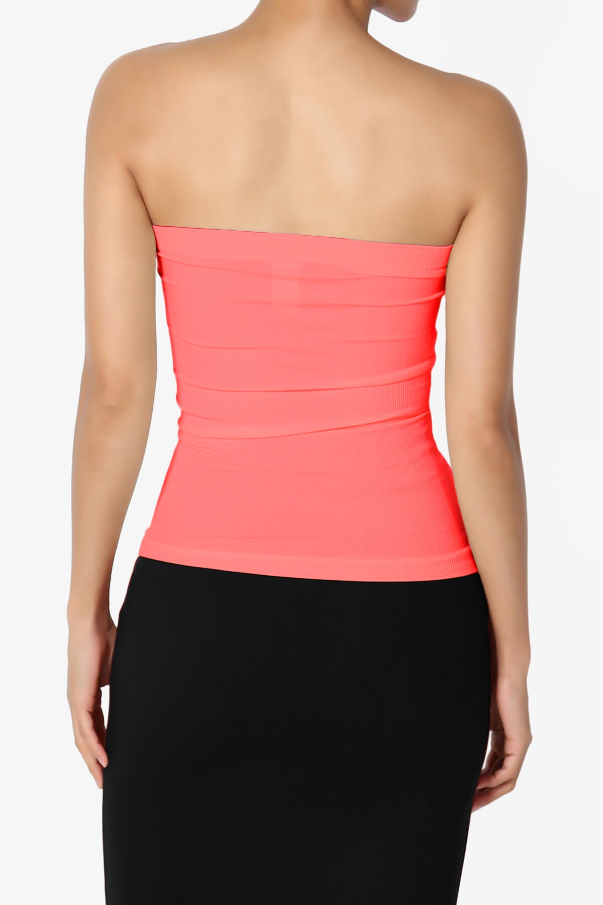 Ellenie Strapless Sealmess Tube Top NEON CORAL PINK_2
