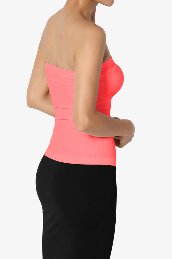 Ellenie Strapless Sealmess Tube Top NEON CORAL PINK_4