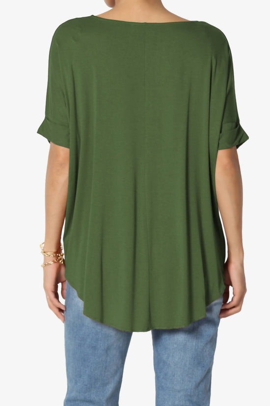 Tackle Wrap Hi-Low Crepe Knit Top ARMY GREEN_2