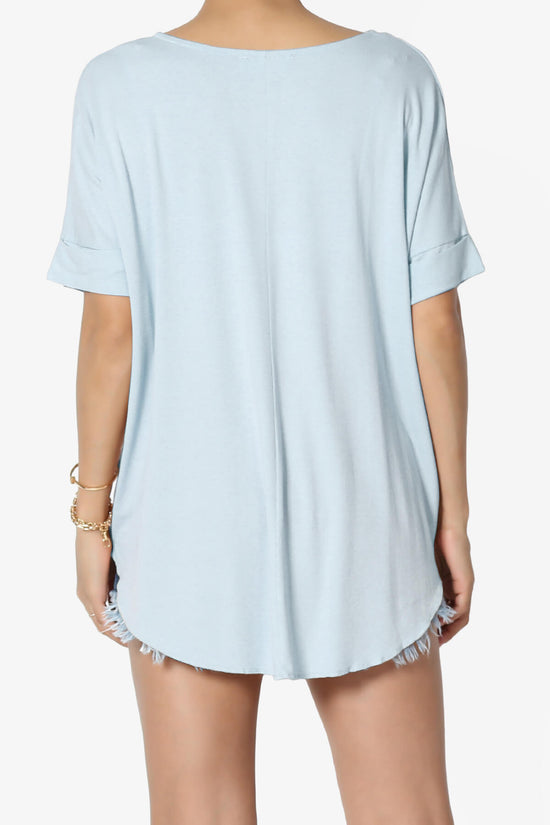 Tackle Wrap Hi-Low Crepe Knit Top ASH BLUE_2