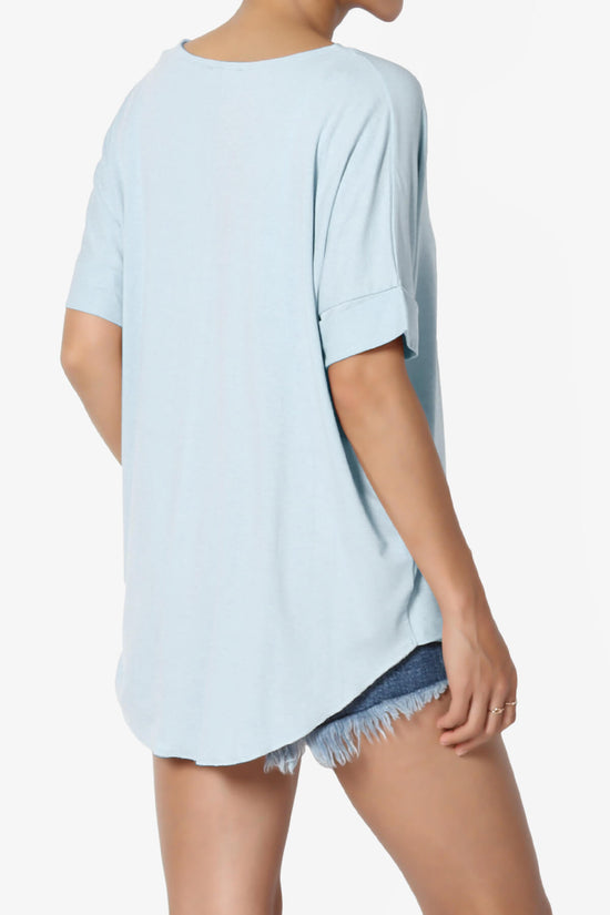 Tackle Wrap Hi-Low Crepe Knit Top ASH BLUE_4