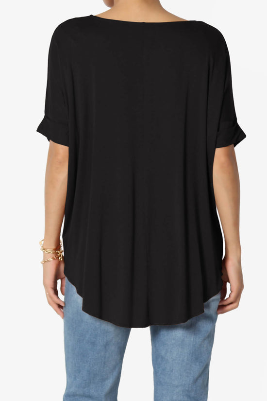 Tackle Wrap Hi-Low Crepe Knit Top BLACK_2