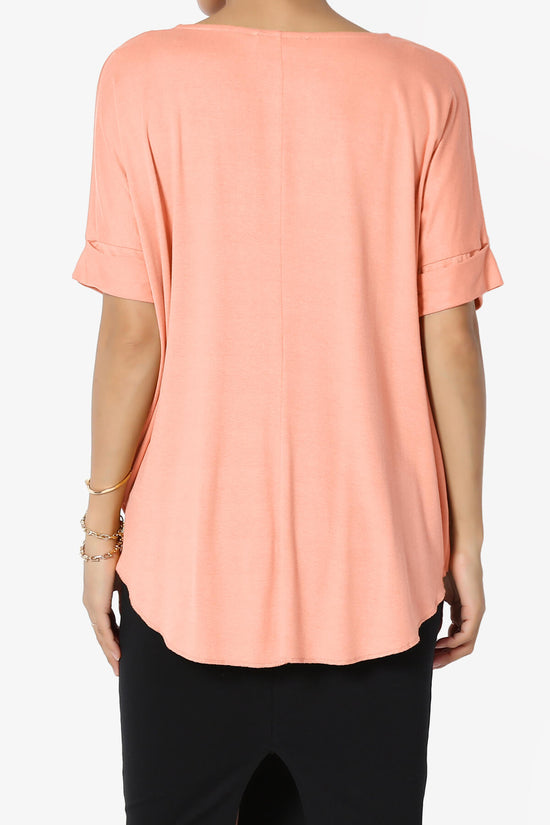 Tackle Wrap Hi-Low Crepe Knit Top CORAL_2