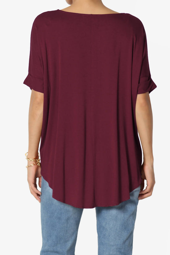 Tackle Wrap Hi-Low Crepe Knit Top DARK BURGUNDY_2